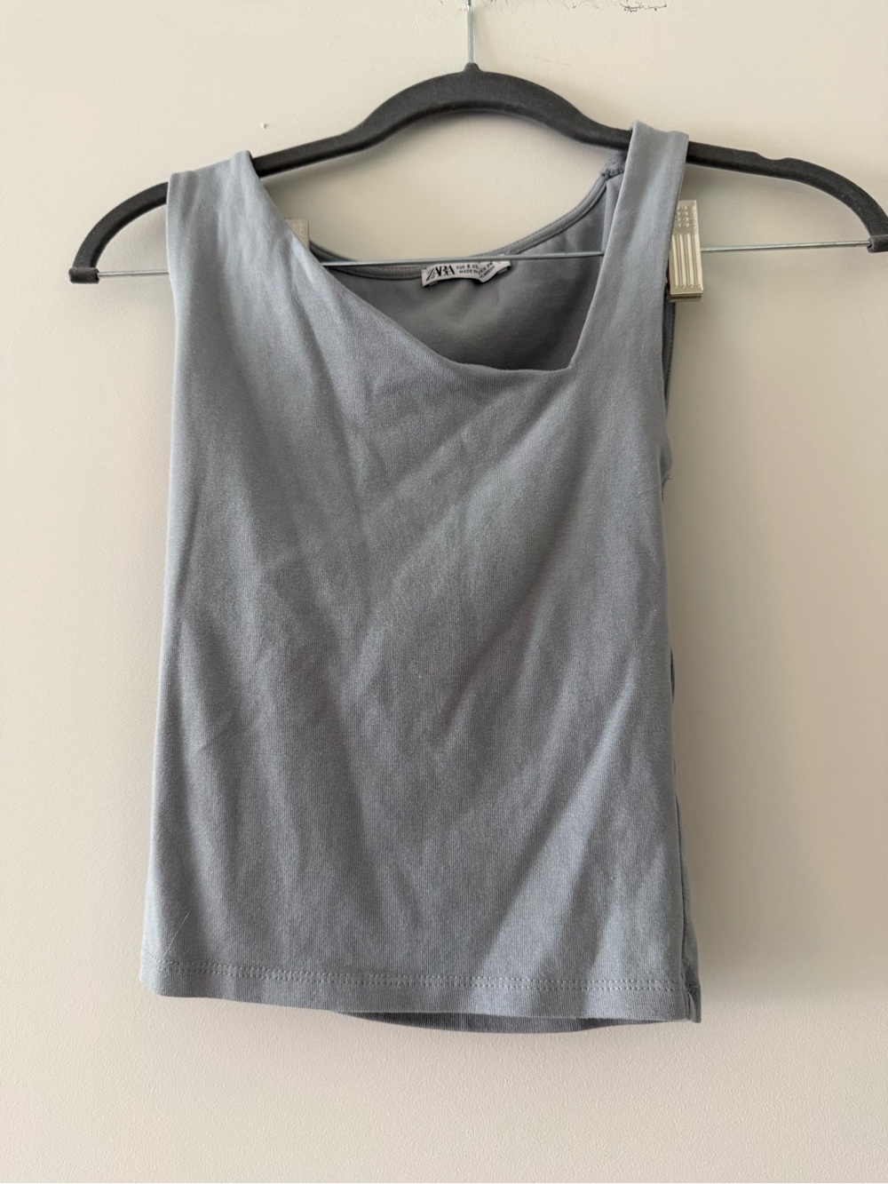 Zara Light Blue/Gray Asymmetrical Tank Top